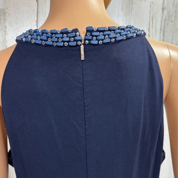 Karl Lagerfeld Beaded Halter Neck Ruffle Hem Dress - Picture 8 of 12